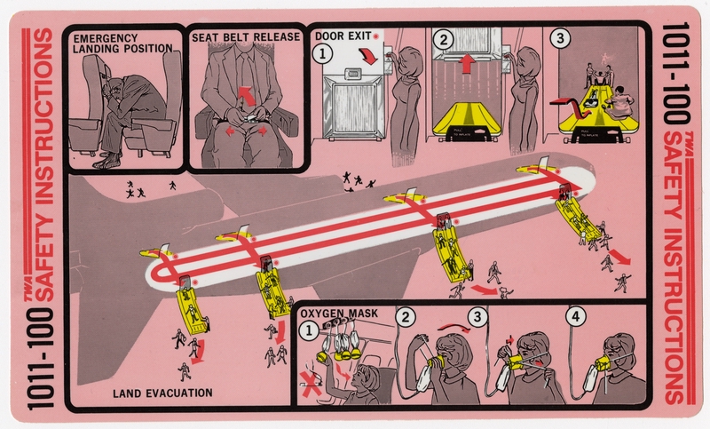 Image: safety information card: TWA (Trans World Airlines), Lockheed L-1011-100 TriStar