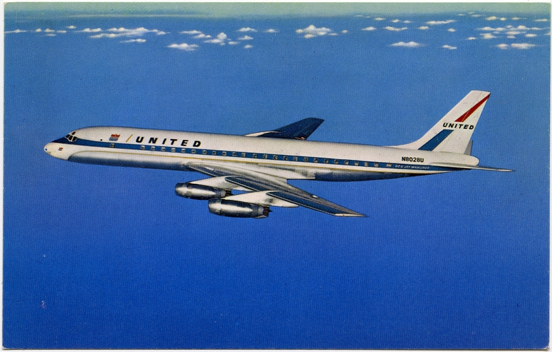 Image: postcard: United Air Lines, Douglas DC-8