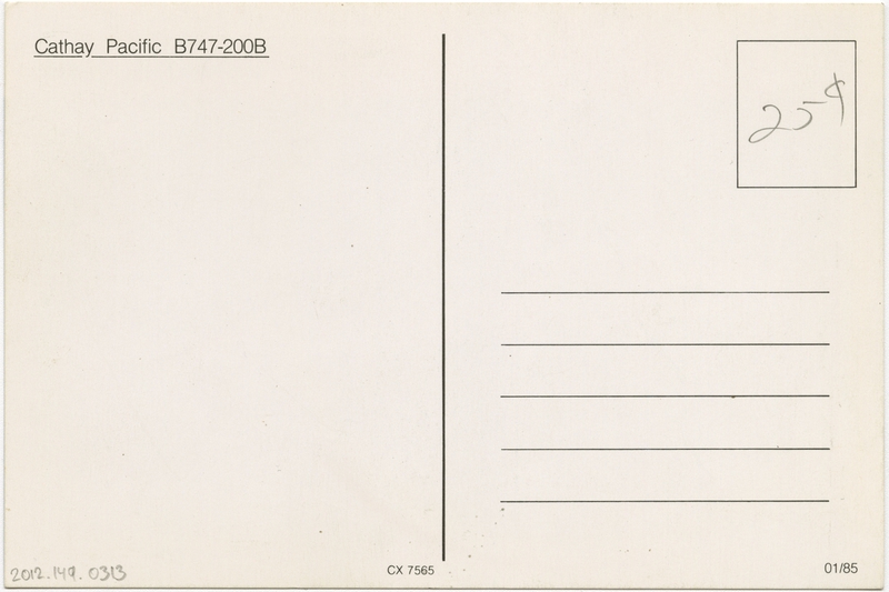 Image: postcard: Cathay Pacific Airways, Boeing 747-200B
