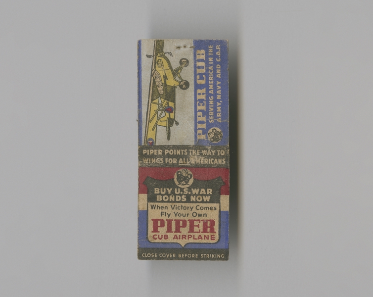 Image: matchbook cover: Piper Cub (Piper Aircraft Corporation)