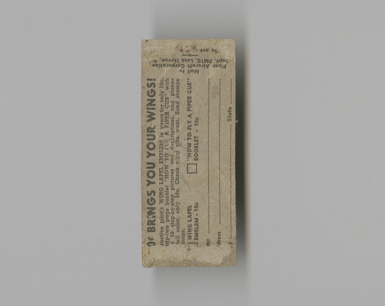 Image: matchbook cover: Piper Cub (Piper Aircraft Corporation)