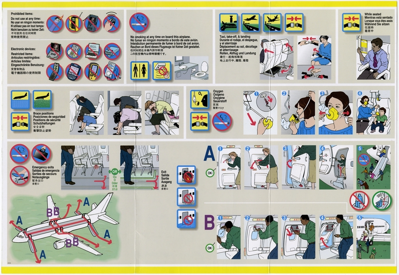 Image: safety information card: United Airlines, Boeing 737-800/900