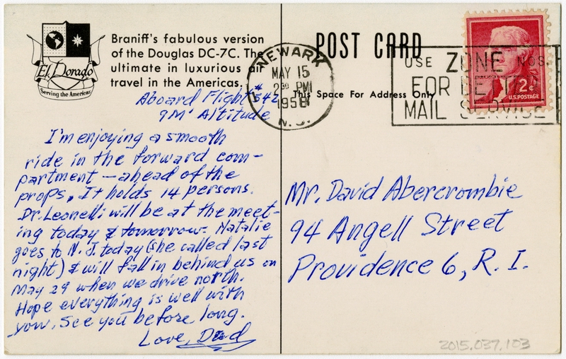 Image: postcard: Braniff International Airways, Douglas DC-7C