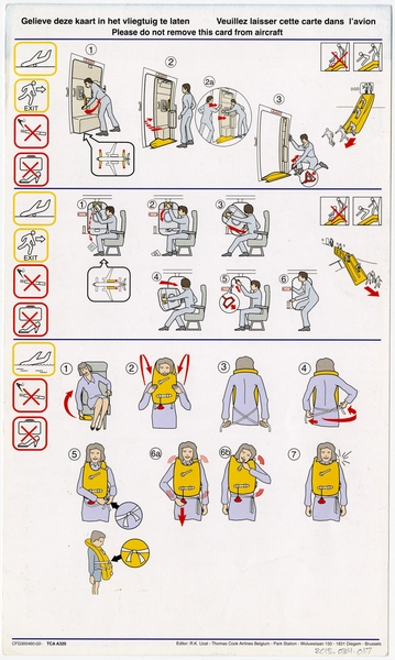 Image: safety information card: Thomas Cook Airlines, Airbus A320