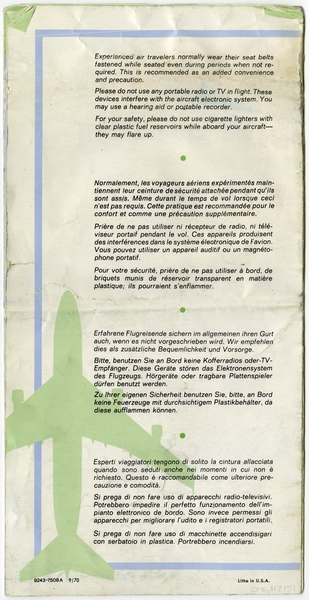 Image: safety information card: Pan American World Airways, Boeing 747