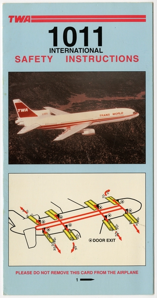Image: safety information card: TWA (Trans World Airlines), Lockheed L-1011 TriStar