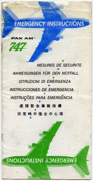 Image: safety information card: Pan American World Airways, Boeing 747