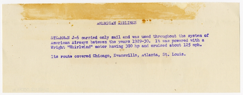 Image: photograph: American Airways, Stearman J-6
