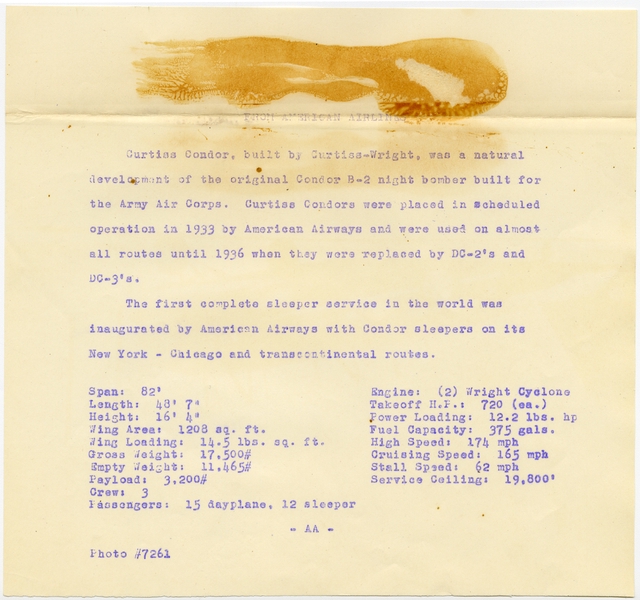 Image: photograph: American Airlines, Curtiss T-32 Condor