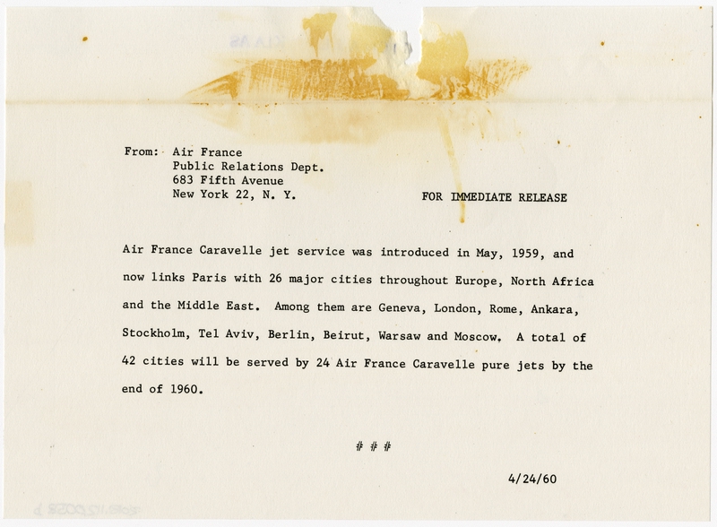 Image: photograph: Air France, Sud Aviation Caravelle