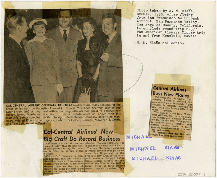 Image: photograph: California Central Airlines, Martin 2-0-2