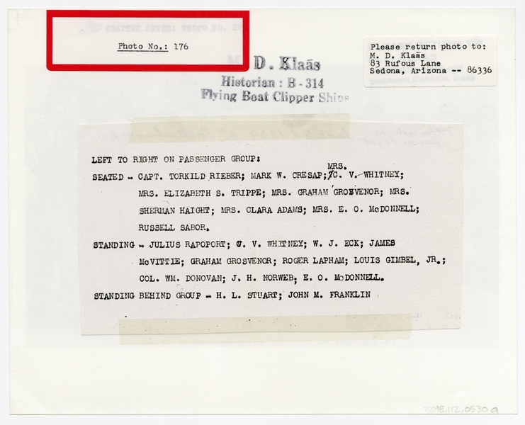 Image: photograph: Pan American Airways, Boeing 314 passengers