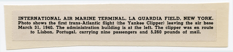 Image: photograph: Pan American Airways, Boeing 314 Yankee Clipper