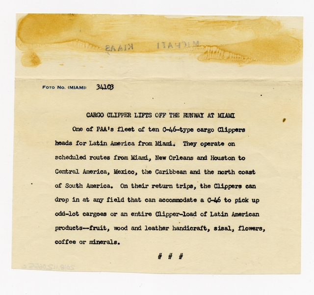 Image: photograph: Pan American World Airways, Curtiss C-46 Commando