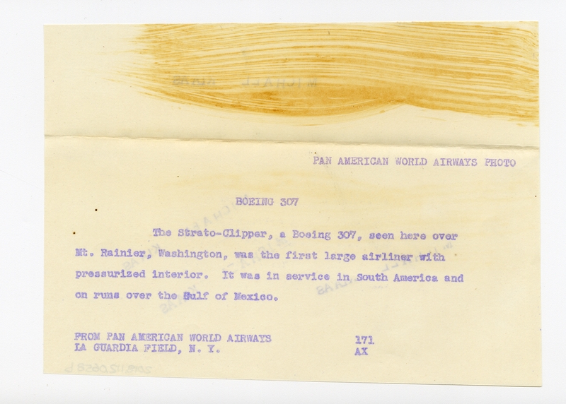 Image: photograph: Pan American Airways, Boeing 307 Stratoliner