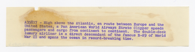 Image: photograph: Pan American World Airways, Boeing 377 Stratocruiser “Clipper Southern Cross”