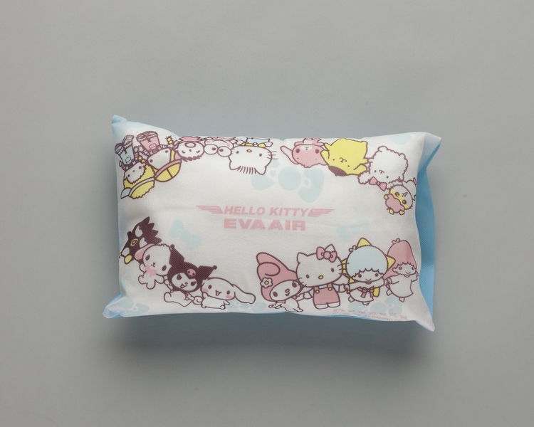 Image: pillow and pillowcase: EVA Air, Hello Kitty