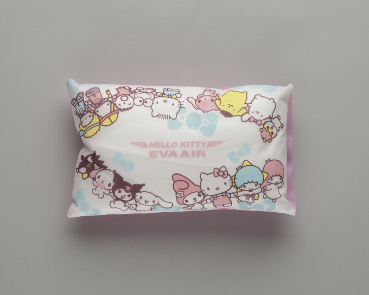 Image: pillow and pillowcase: EVA Air, Hello Kitty