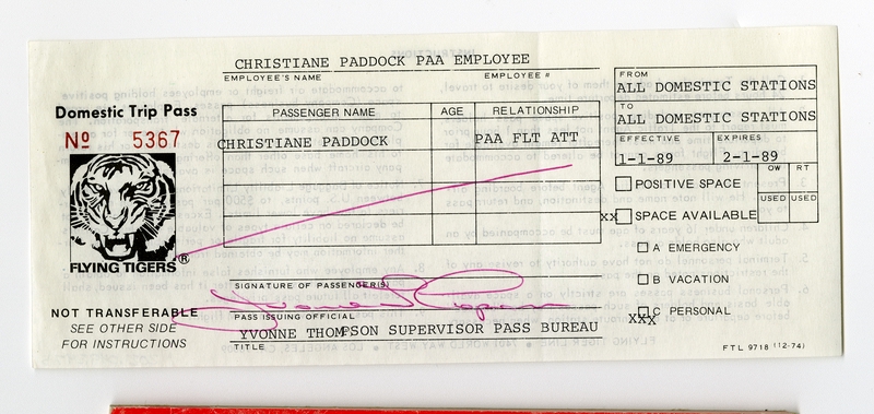 Image: trip pass: Flying Tiger Line