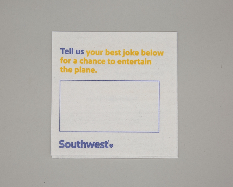 Image: cocktail napkin: Southwest Airlines