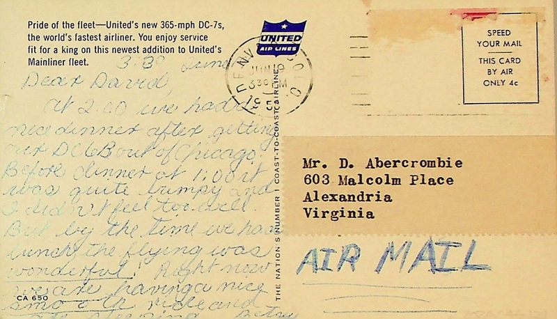 Image: postcard: United Air Lines, Douglas DC-7