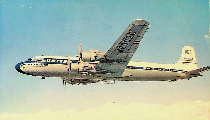 Image: postcard: United Air Lines, Douglas DC-7
