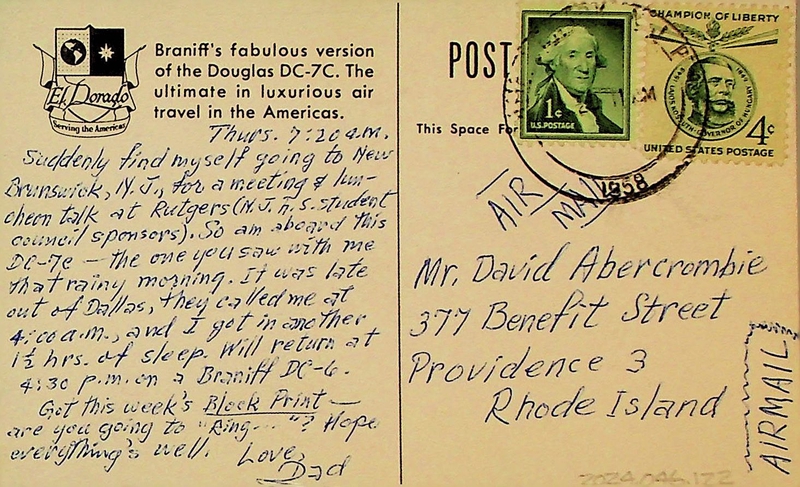 Image: postcard: Braniff Airways, Douglas DC-7C