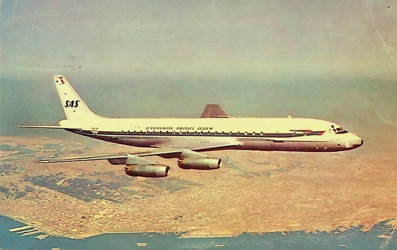 Image: postcard: Scandinavian Airlines System (SAS), Douglas DC-8C
