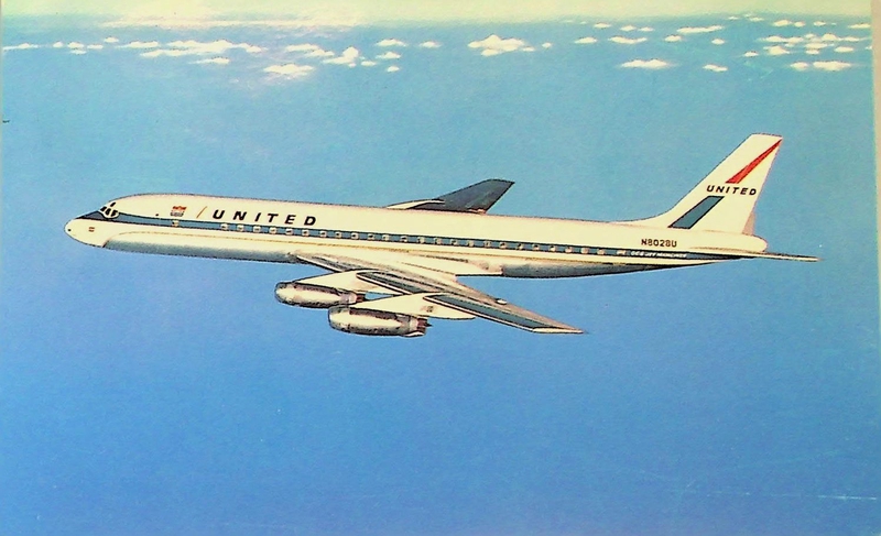 Image: postcard: United Air Lines, Douglas DC-8
