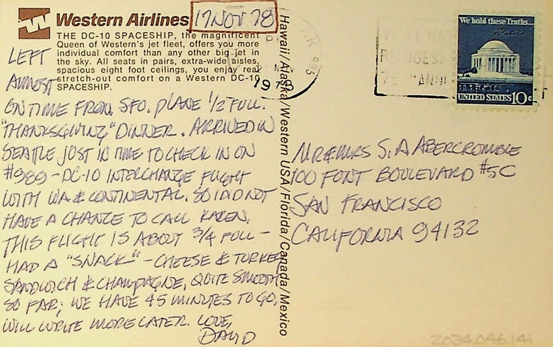 Image: postcard: Western Airlines, McDonnell Douglas DC-10