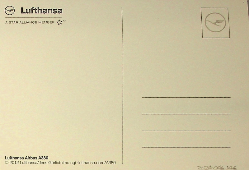 Image: postcard: Lufthansa, Airbus A380