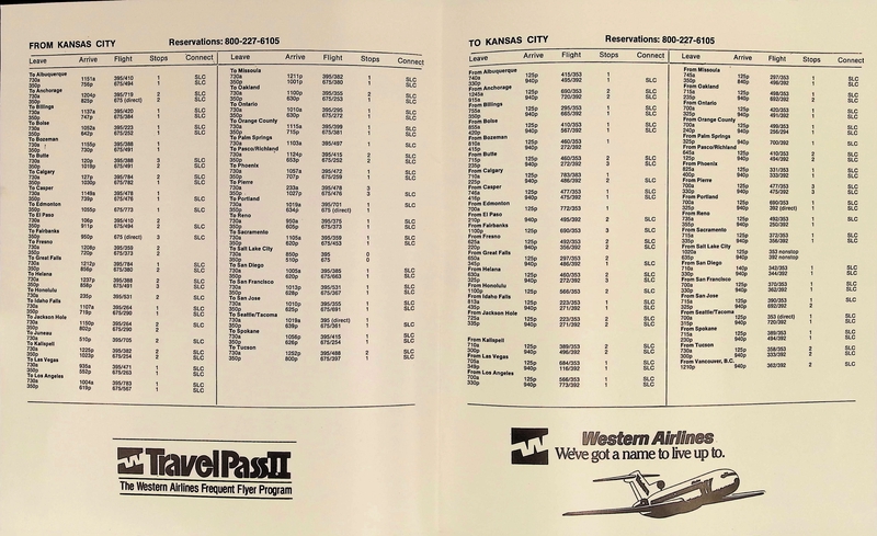 Image: timetable: Western Airlines