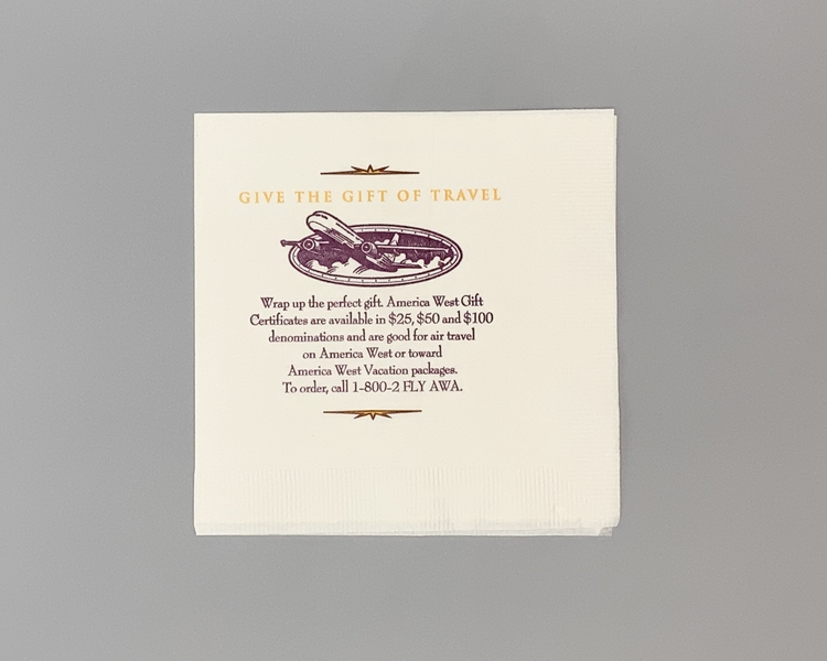 Image: cocktail napkin: America West Airlines