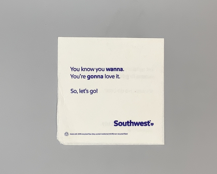 Image: cocktail napkin: Southwest Airlines