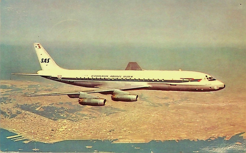 Image: postcard: Scandinavian Airlines System (SAS), Douglas DC-8C